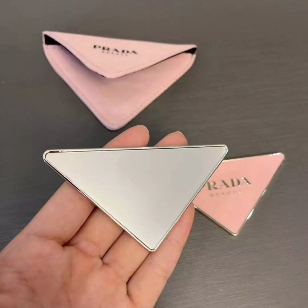PRADA Beauty Logo Triangle HandHeld Purse Mirror - Picture 2 of 9
